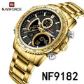 NAVIFORCE  Watch Men Stainless Steel Sport Male Clock Digital Quartz Army Waterproof Wristwatch