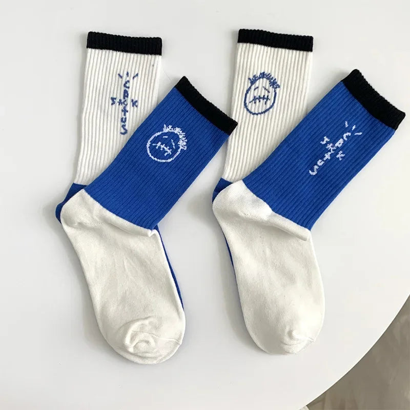 Blue White Lightning Mens Mid Calf Socks