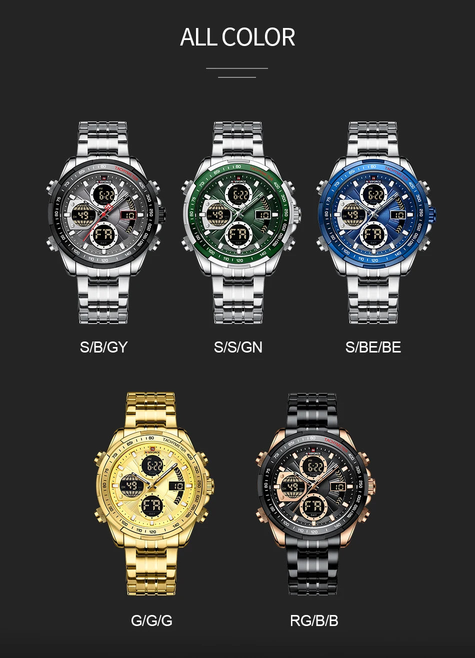 NAVIFORCE Mens Watches Stainless Steel Waterproof