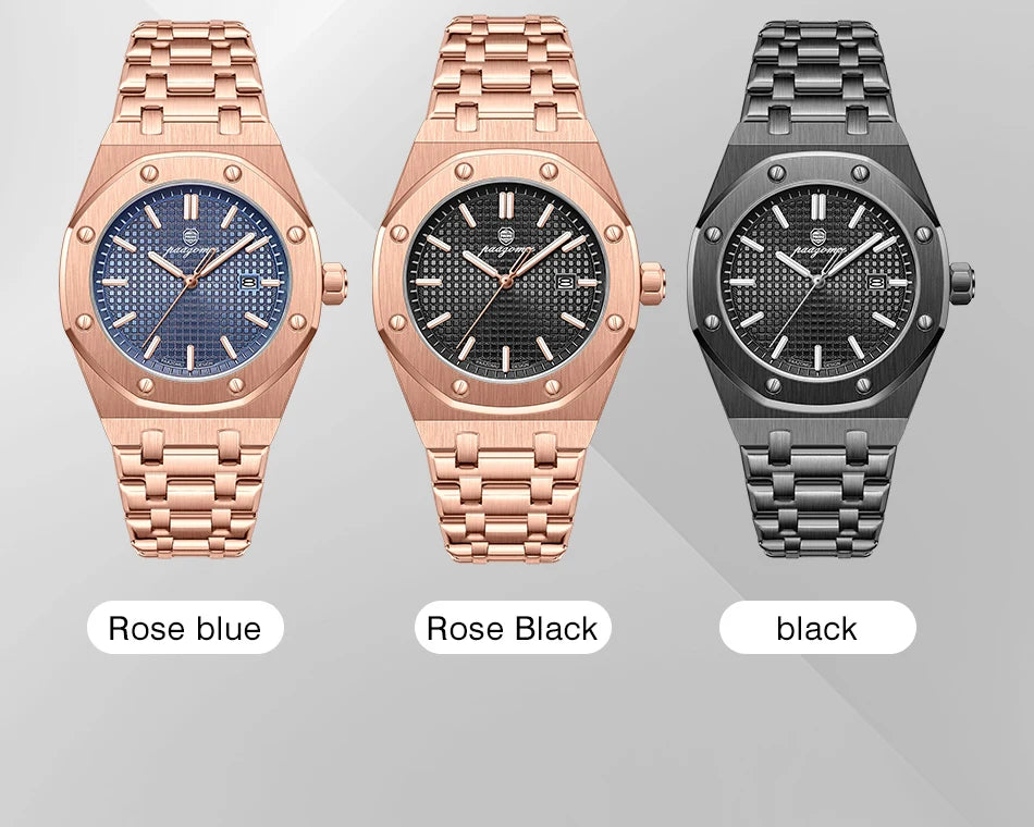 PAAZOMU Luxury  Man watch Sport Men Watches Waterproof Luminous Date Week Stainless Steel