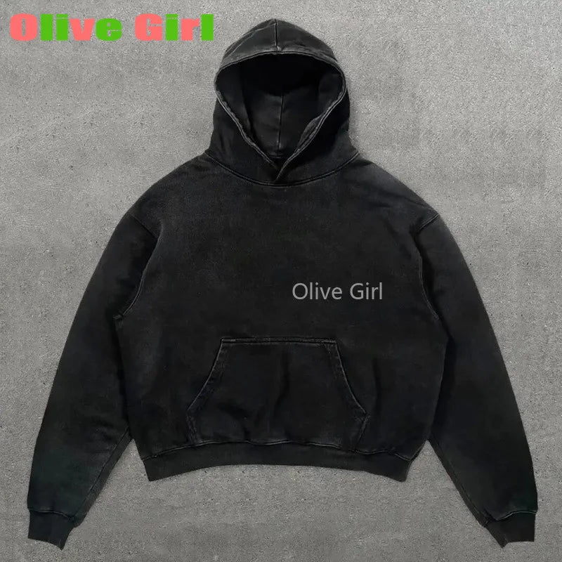 Outerwear Harajuku Fashion Retro Skull Print Hoodie Streetwear Hooded for Men's and Women's