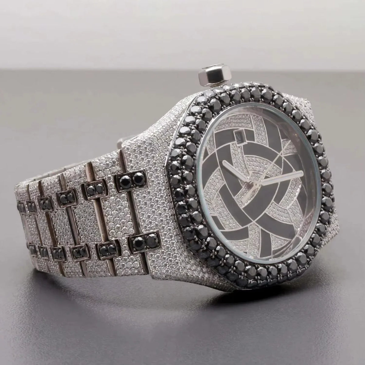 Luxury Moissanite Analog Watch Quartz 20mm Band Sapphire Crystal Iced Out Diamond Studded Stainless Steel Bracelet for Men