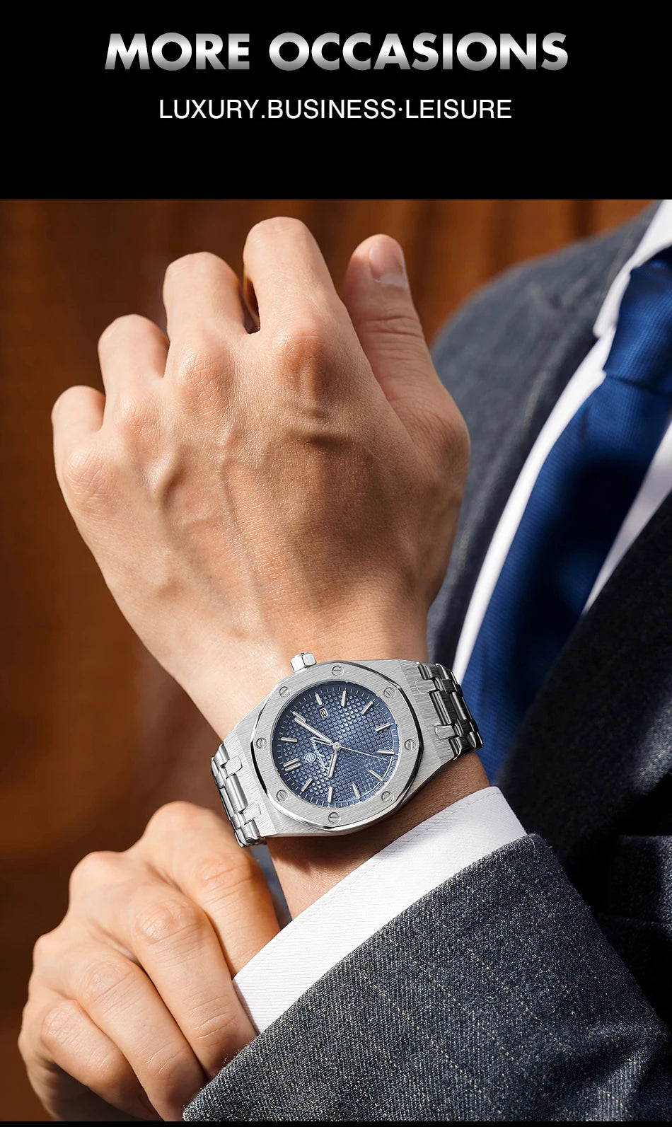 PAAZOMU Luxury  Man watch Sport Men Watches Waterproof Luminous Date Week Stainless Steel