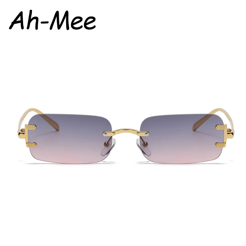 Protective Glasses New Rimless Rectangle Metal Frames Sunglasses Women Fashion