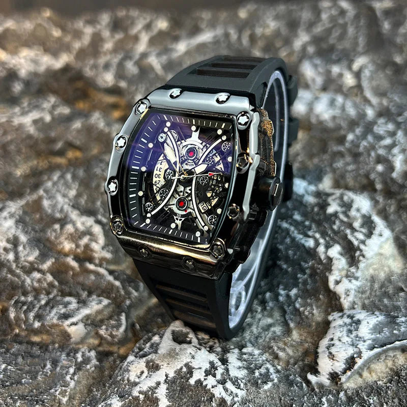 Men's Watch Light Luxury Brand Wine Barrel dial Fashionable Night Glow Sports Watch