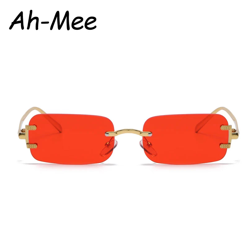 Protective Glasses New Rimless Rectangle Metal Frames Sunglasses Women Fashion