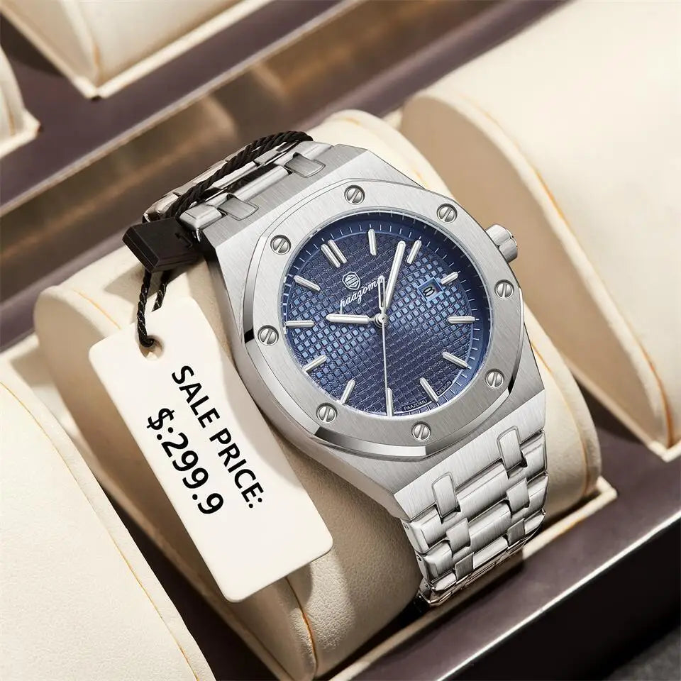 PAAZOMU Luxury  Man watch Sport Men Watches Waterproof Luminous Date Week Stainless Steel