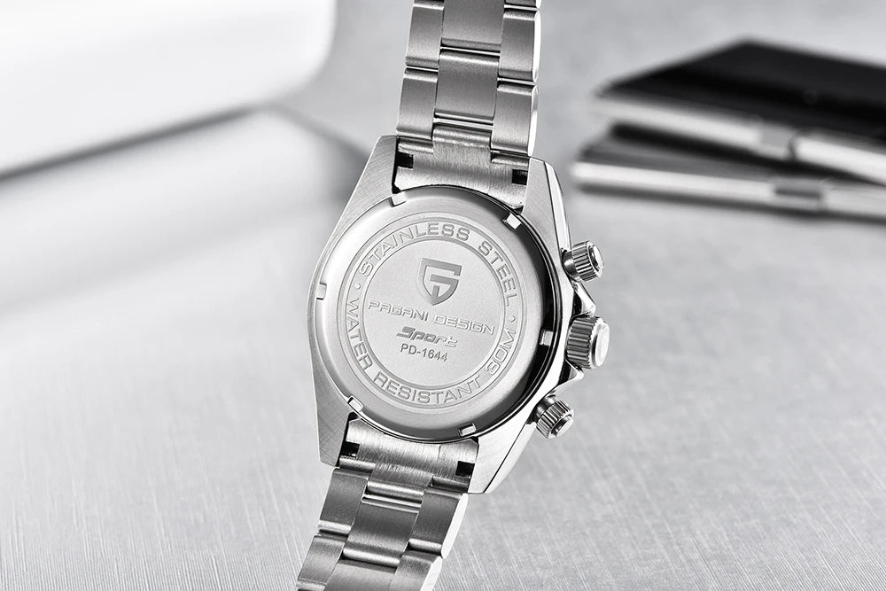 PAGANI DESIGN New 40MM Men Quartz Watch Rainbow Bezel VK63 Sapphire ChronographStainless Steel 100M Waterproof Men Watch