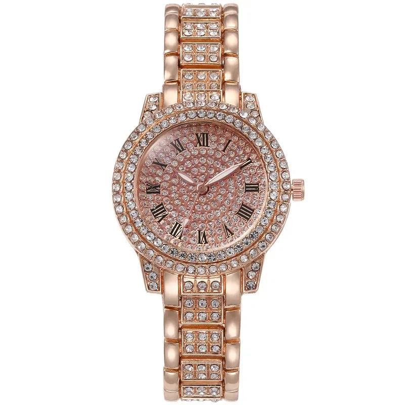 Luxury Shiny Diamond Watch for Women Men Gold Silver Quartz Watches Male CRhinestone Wristwatch Gifts