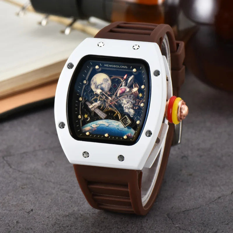 Fashion Tonneau Men Watch Luxury Luminous Waterproof Date Sport Quartz Watches Men Steel Band Men Wristwatch Relogio Masculino