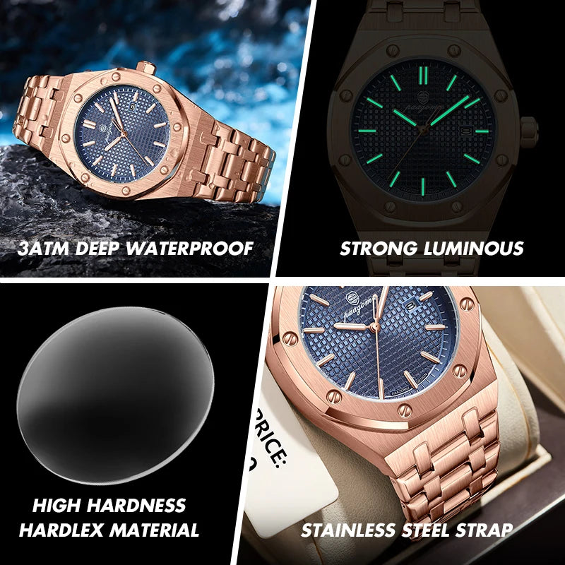 PAAZOMU Business Man Waterproof Watch stainless steel