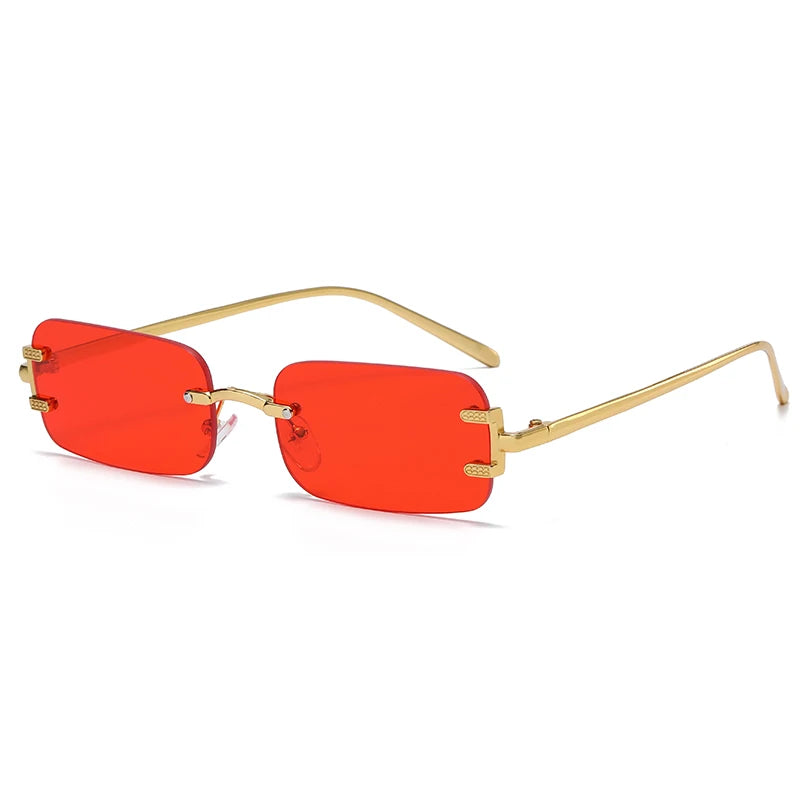 Protective Glasses New Rimless Rectangle Metal Frames Sunglasses Women Fashion
