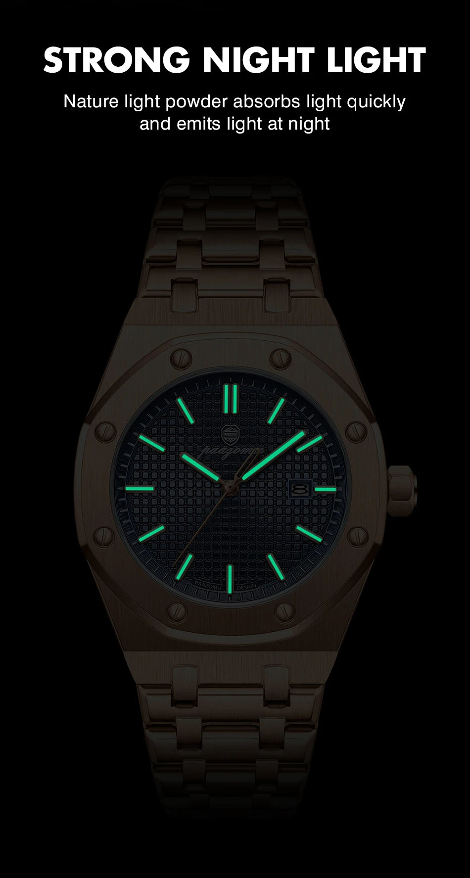 PAAZOMU Business Man Waterproof Watch stainless steel