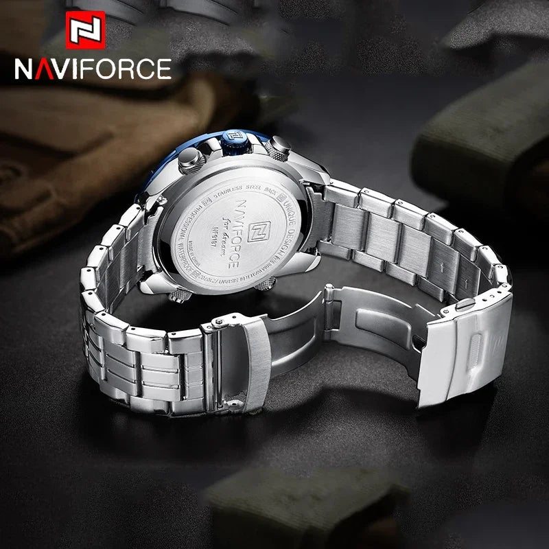 NAVIFORCE Mens Watches Stainless Steel Waterproof