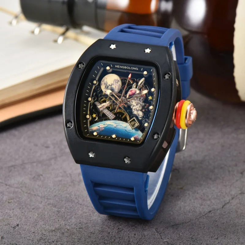 Fashion Tonneau Men Watch Luxury Luminous Waterproof Date Sport Quartz Watches Men Steel Band Men Wristwatch Relogio Masculino
