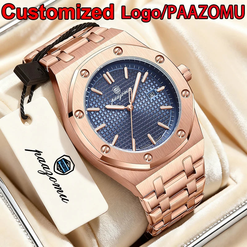 PAAZOMU Business Man Waterproof Watch stainless steel