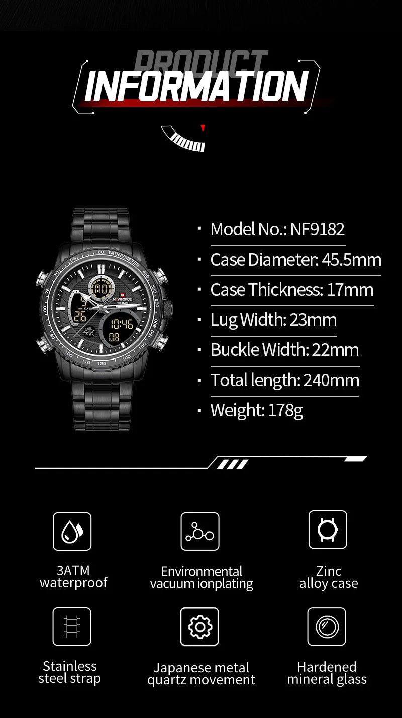 NAVIFROCE Men watches Luminous Business Fashion Man Watch Waterproof Military Watch