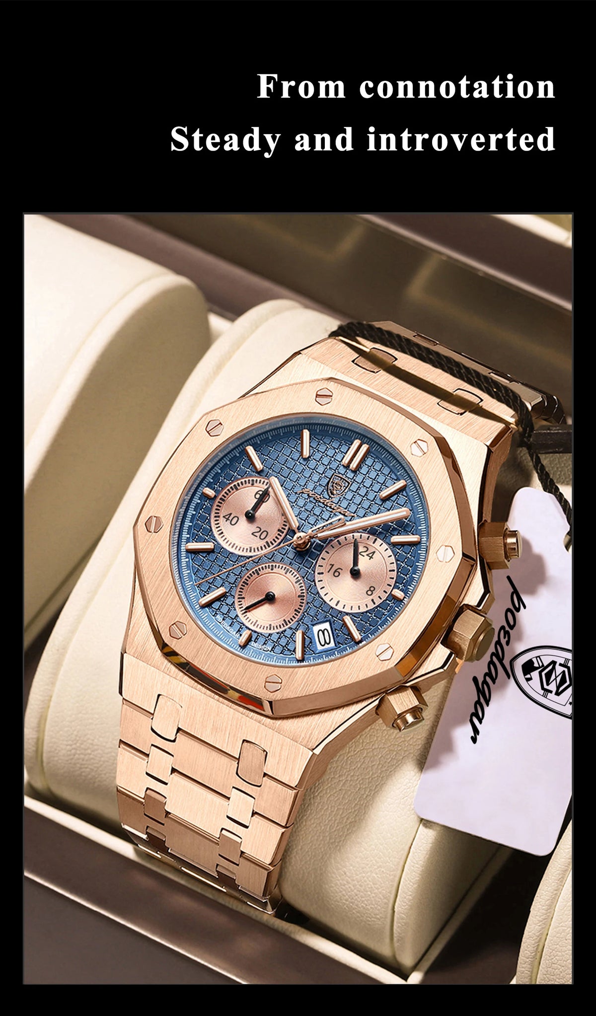 POEDAGAR Luxury Men's Watches Stainless Steel Date Chronograph Watch Waterproof Luminous Military Quartz Watche