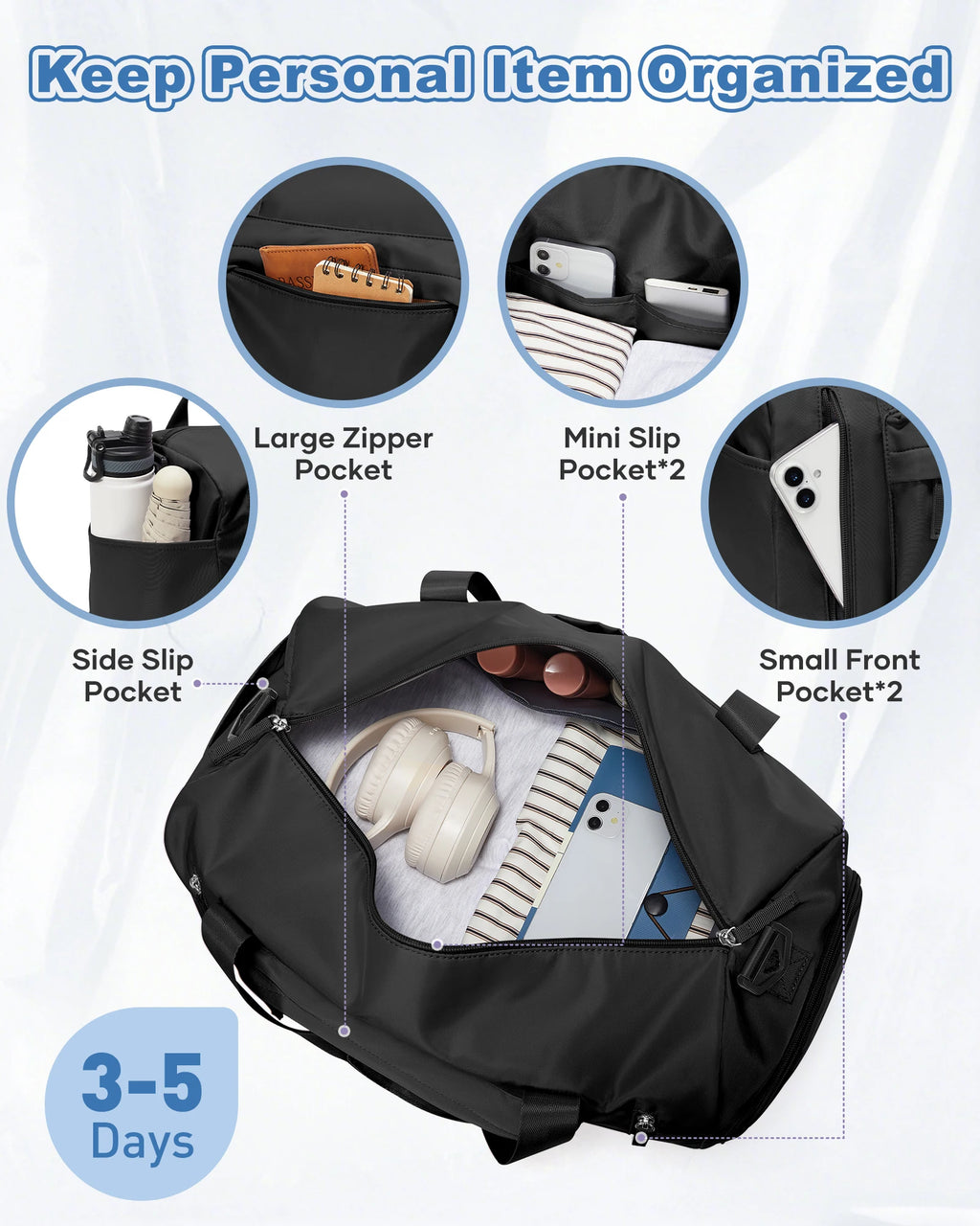 Men's Sports Fitness Bag Sports Travel Bag Water Resistant, Dry and Wet, Training Sports Bag for Gym, Portable Shoulder Pack