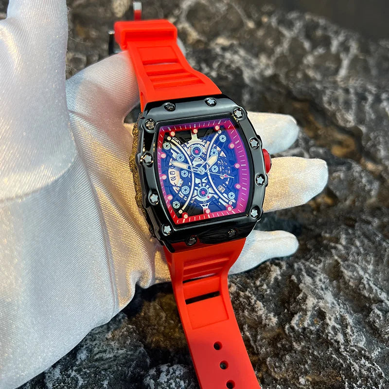 Men's Watch Light Luxury Brand Wine Barrel dial Fashionable Night Glow Sports Watch