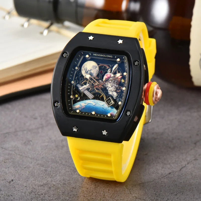 Fashion Tonneau Men Watch Luxury Luminous Waterproof Date Sport Quartz Watches Men Steel Band Men Wristwatch Relogio Masculino