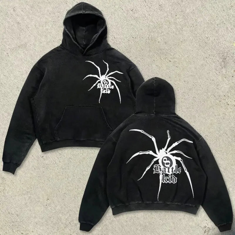 Outerwear Harajuku Fashion Retro Skull Print Hoodie Streetwear Hooded for Men's and Women's