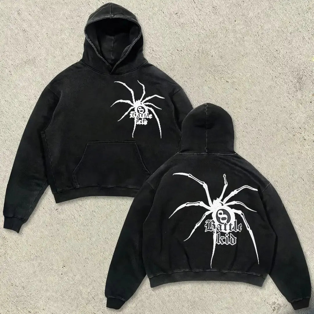 Outerwear Harajuku Fashion Retro Skull Print Hoodie Streetwear Hooded for Men's and Women's