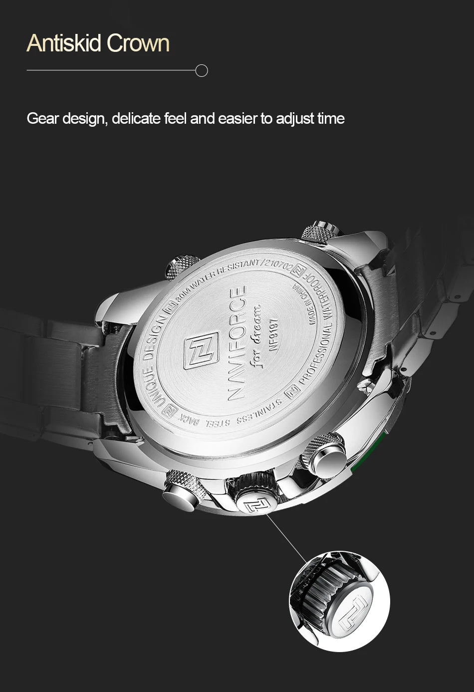 NAVIFORCE Mens Watches Stainless Steel Waterproof
