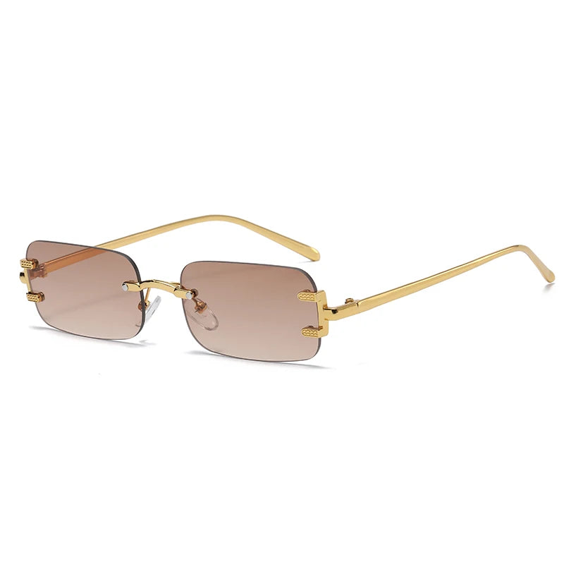 Protective Glasses New Rimless Rectangle Metal Frames Sunglasses Women Fashion