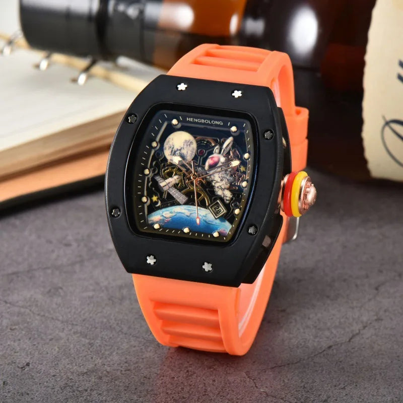 Fashion Tonneau Men Watch Luxury Luminous Waterproof Date Sport Quartz Watches Men Steel Band Men Wristwatch Relogio Masculino