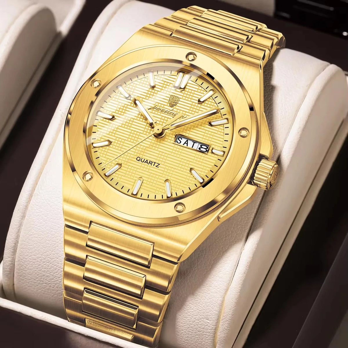 Poedagar 696  Sale Men Stainless Steel Band Quartz Movement Watch Waterproof