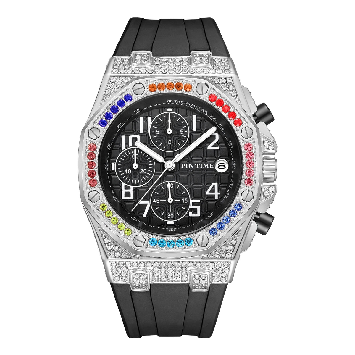 Men's Quartz Watch With Diamond Studded Dial