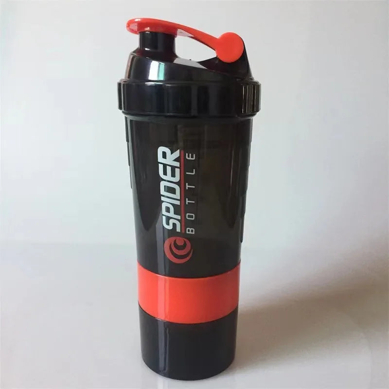 1pack Protein Shaker Bottle Portable 16oz Powder Shake Cup 3 Layers Shaker Protein Bottle Suitable For Sports Gym Fitness
