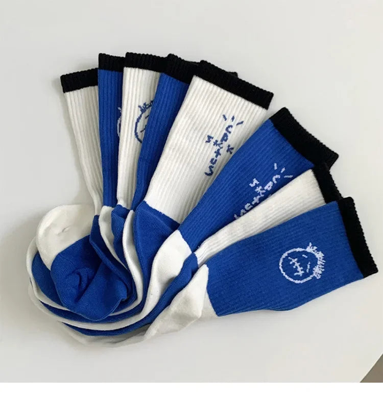 Blue White Lightning Mens Mid Calf Socks