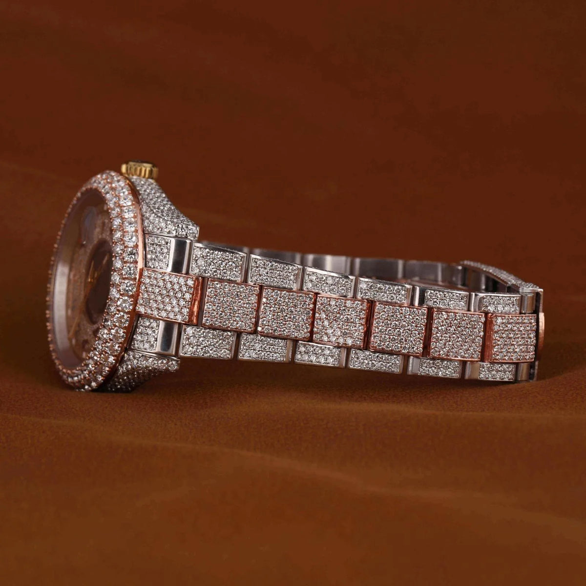 Men Hip Hop Iced Out Diamond Luxury Stainless Steel Butterfly Clasp