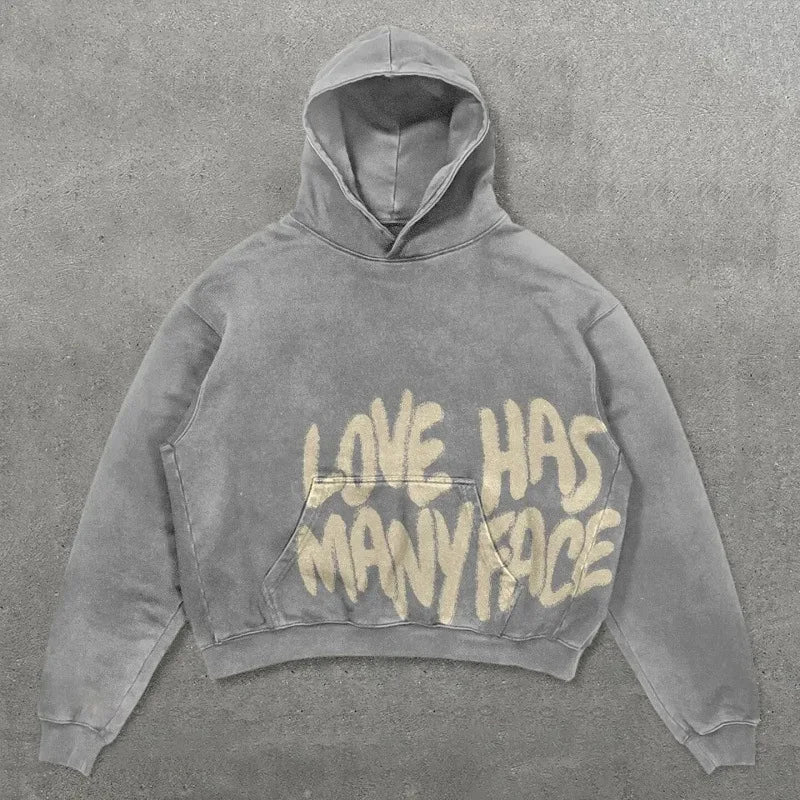 Outerwear Harajuku Fashion Retro Skull Print Hoodie Streetwear Hooded for Men's and Women's