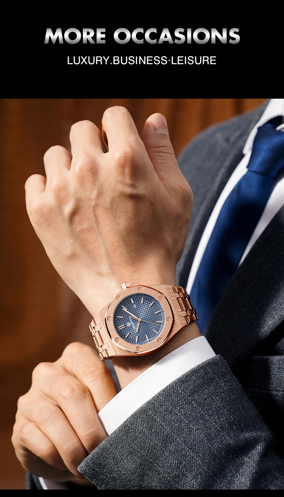PAAZOMU Business Man Waterproof Watch stainless steel