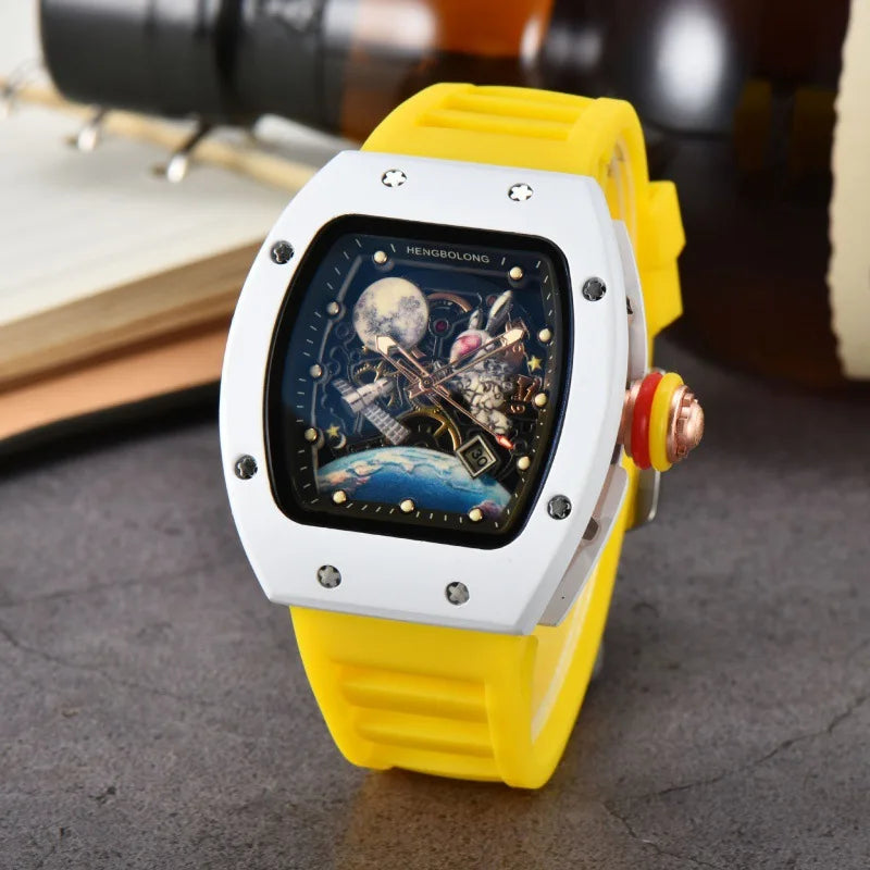 Fashion Tonneau Men Watch Luxury Luminous Waterproof Date Sport Quartz Watches Men Steel Band Men Wristwatch Relogio Masculino