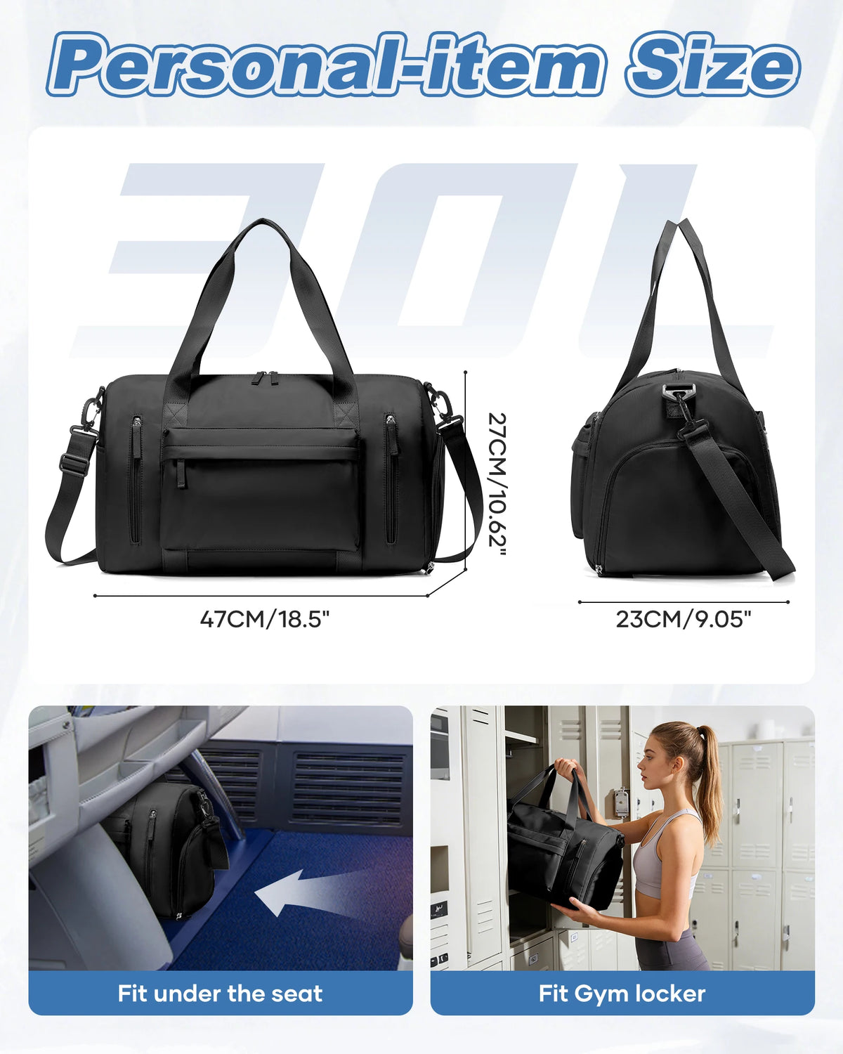 Men's Sports Fitness Bag Sports Travel Bag Water Resistant, Dry and Wet, Training Sports Bag for Gym, Portable Shoulder Pack