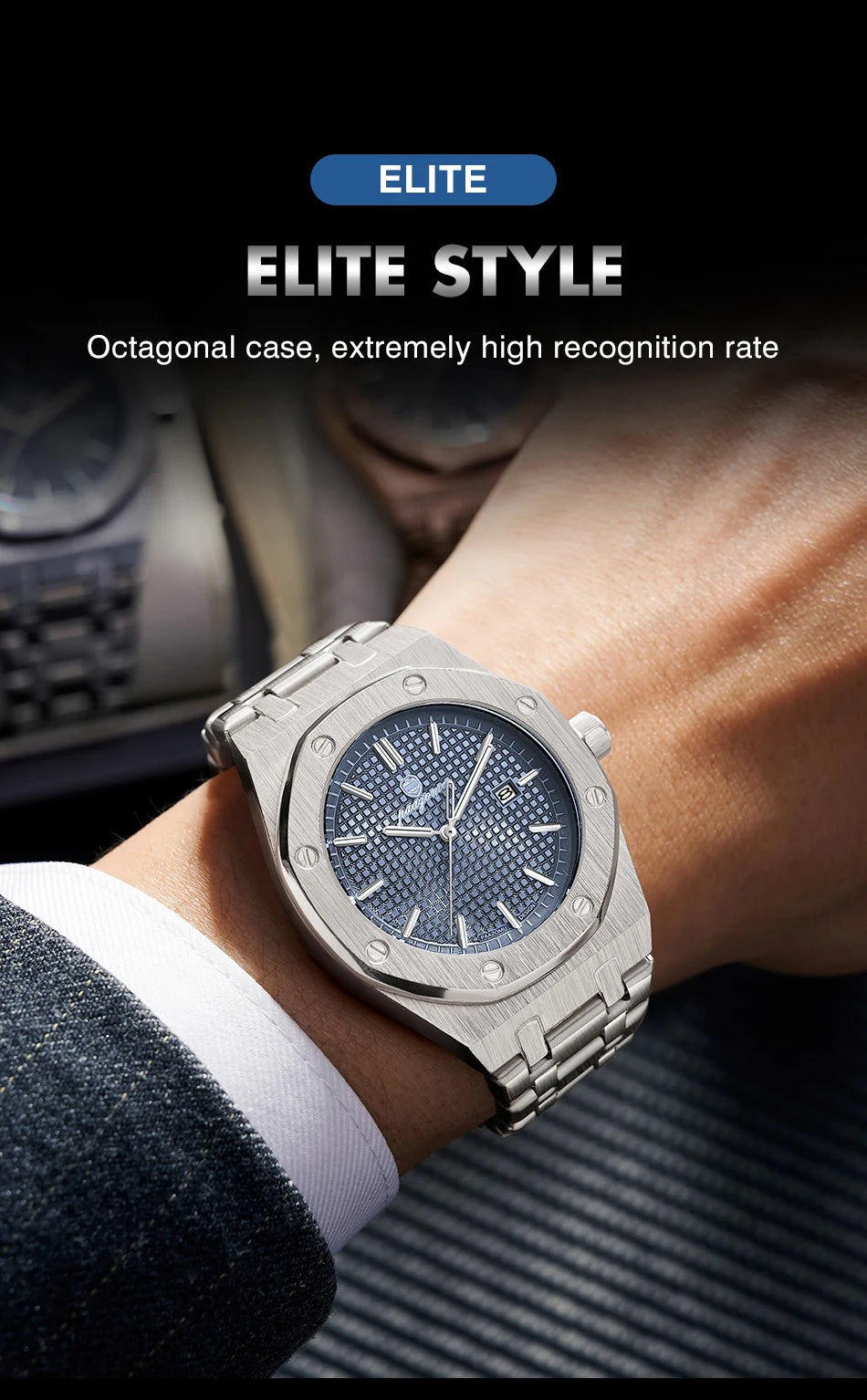 PAAZOMU Luxury  Man watch Sport Men Watches Waterproof Luminous Date Week Stainless Steel