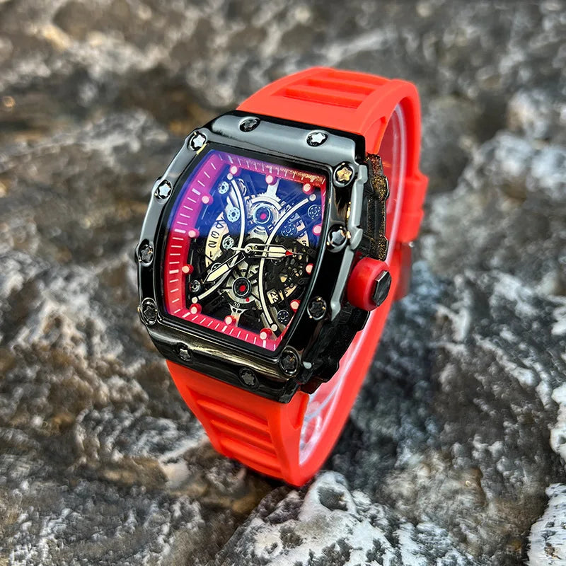 Men's Watch Light Luxury Brand Wine Barrel dial Fashionable Night Glow Sports Watch