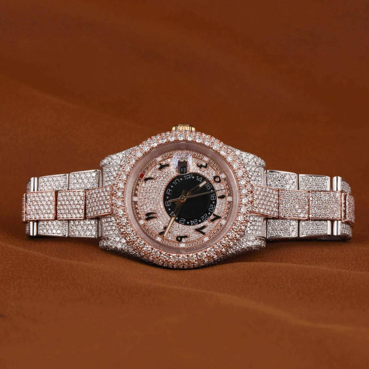 Men Hip Hop Iced Out Diamond Luxury Stainless Steel Butterfly Clasp