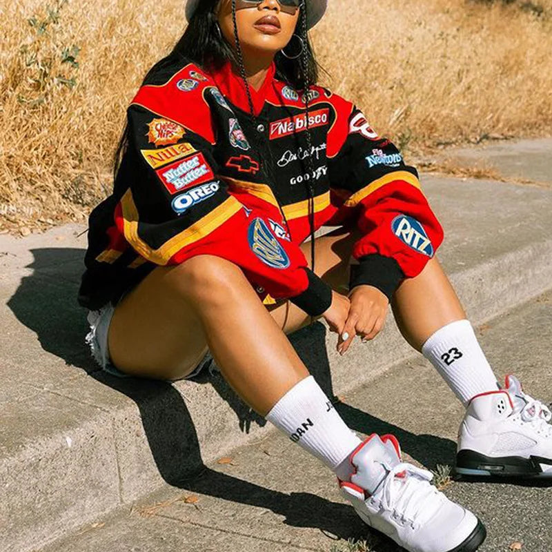 Women's Printed Motorcycle  jacket Punk