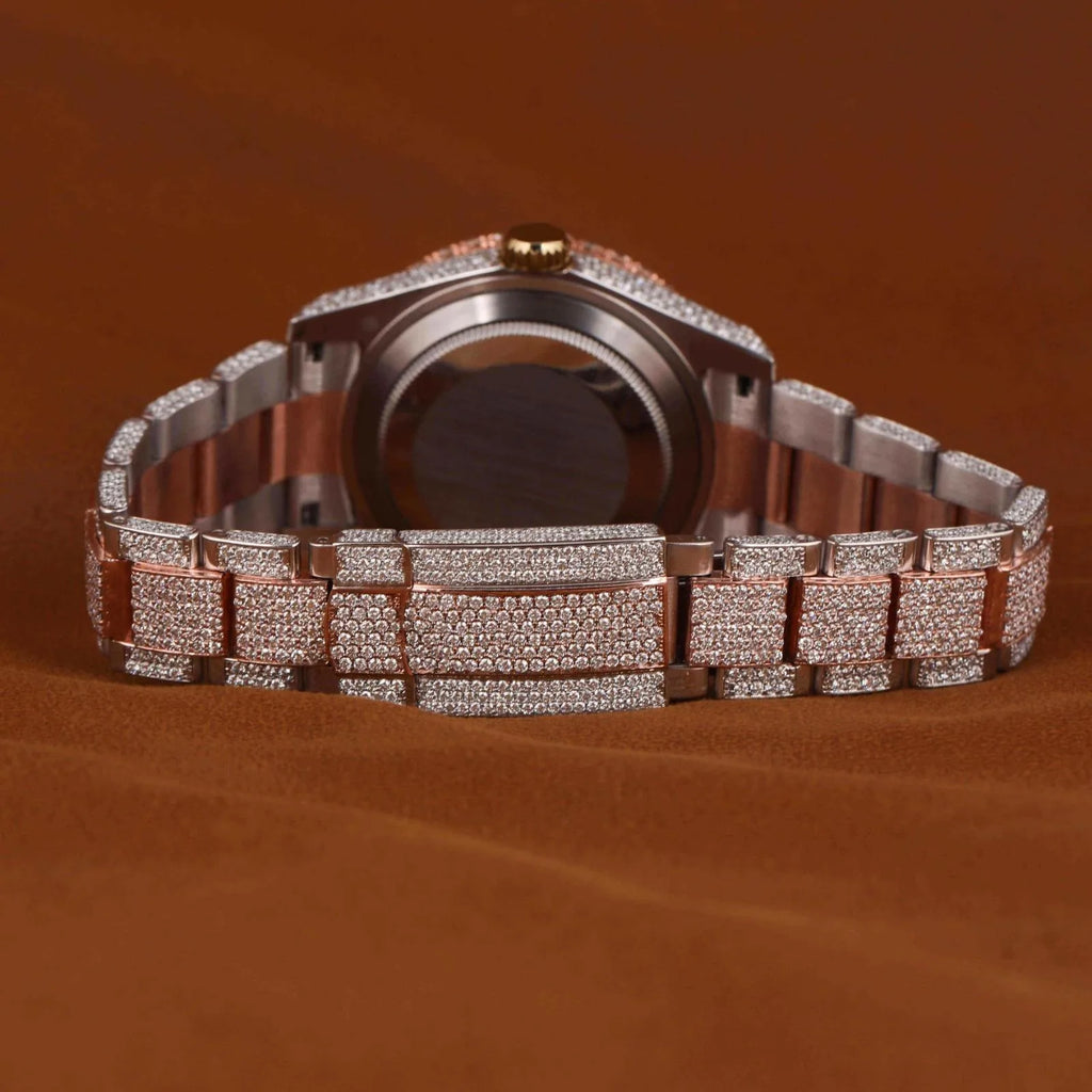 Men Hip Hop Iced Out Diamond Luxury Stainless Steel Butterfly Clasp