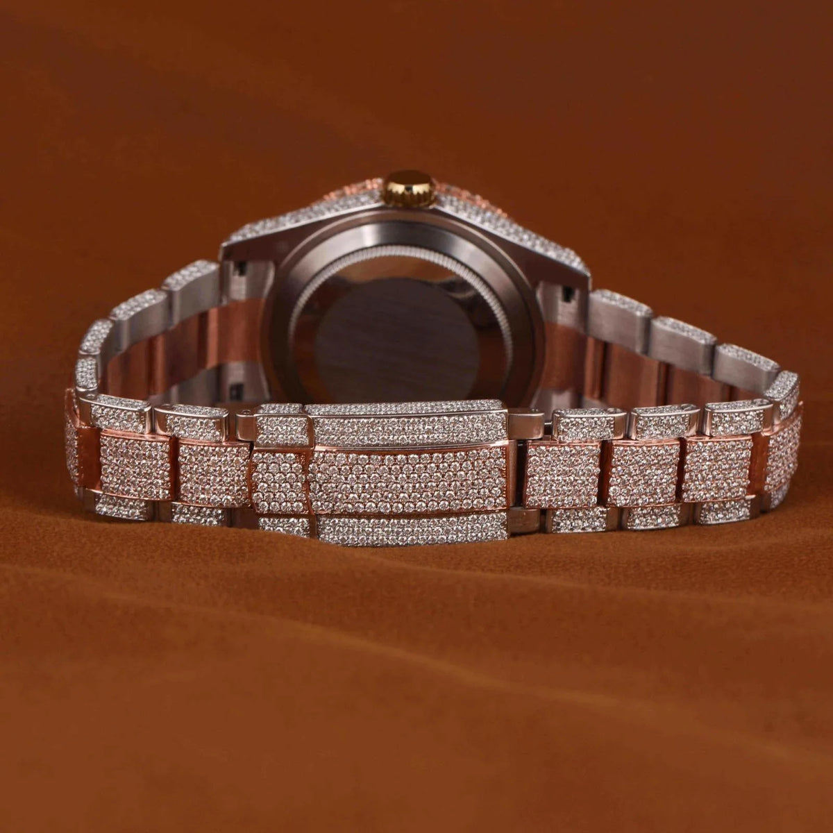 Men Hip Hop Iced Out Diamond Luxury Stainless Steel Butterfly Clasp