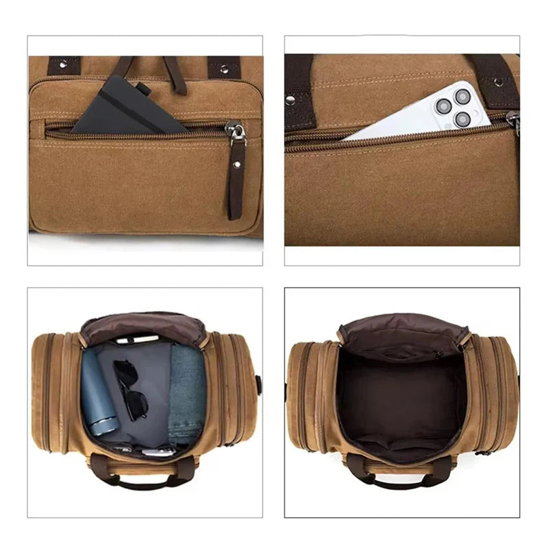 Personalized Custom  Canvas Duffle Bag Men's Monogrammed Overnight Weekender Expandable Gym Bag