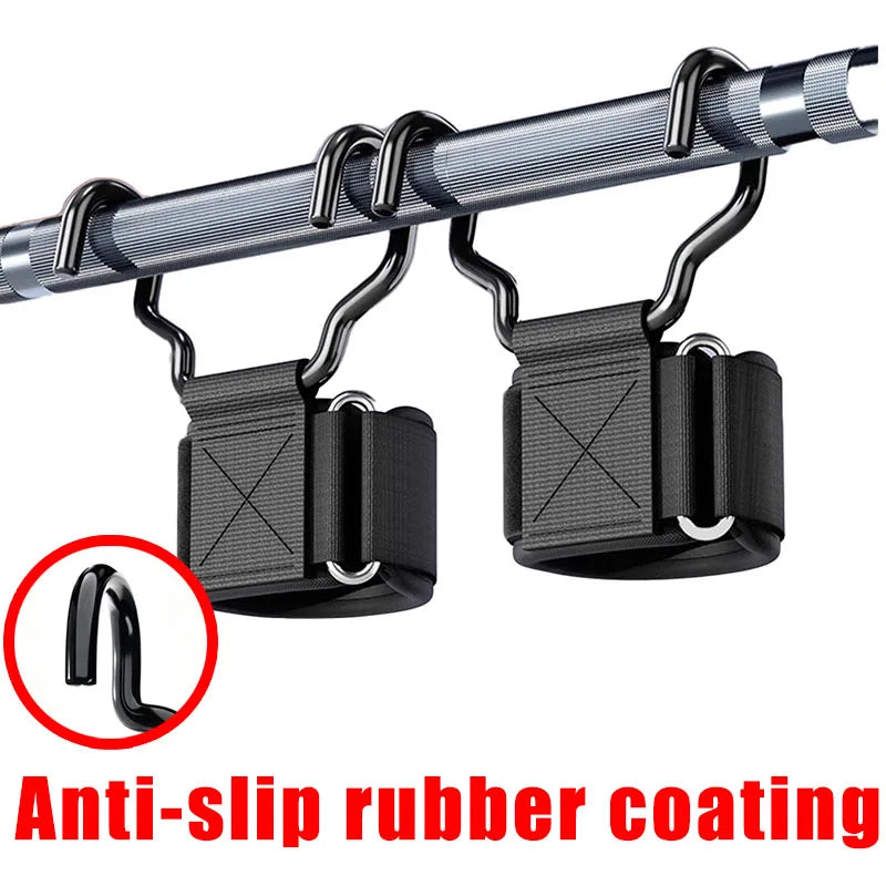Widen Weight Lifting Hook Grips Wrist Wraps Non-slip Rubber Coating Gym Fitness Hook Weight Strap Pull-Ups Power Lifting Glove