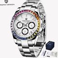PAGANI DESIGN New 40MM Men Quartz Watch Rainbow Bezel VK63 Sapphire ChronographStainless Steel 100M Waterproof Men Watch