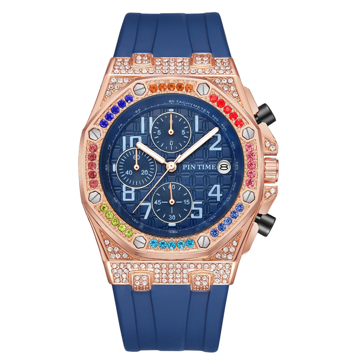 Men's Quartz Watch With Diamond Studded Dial