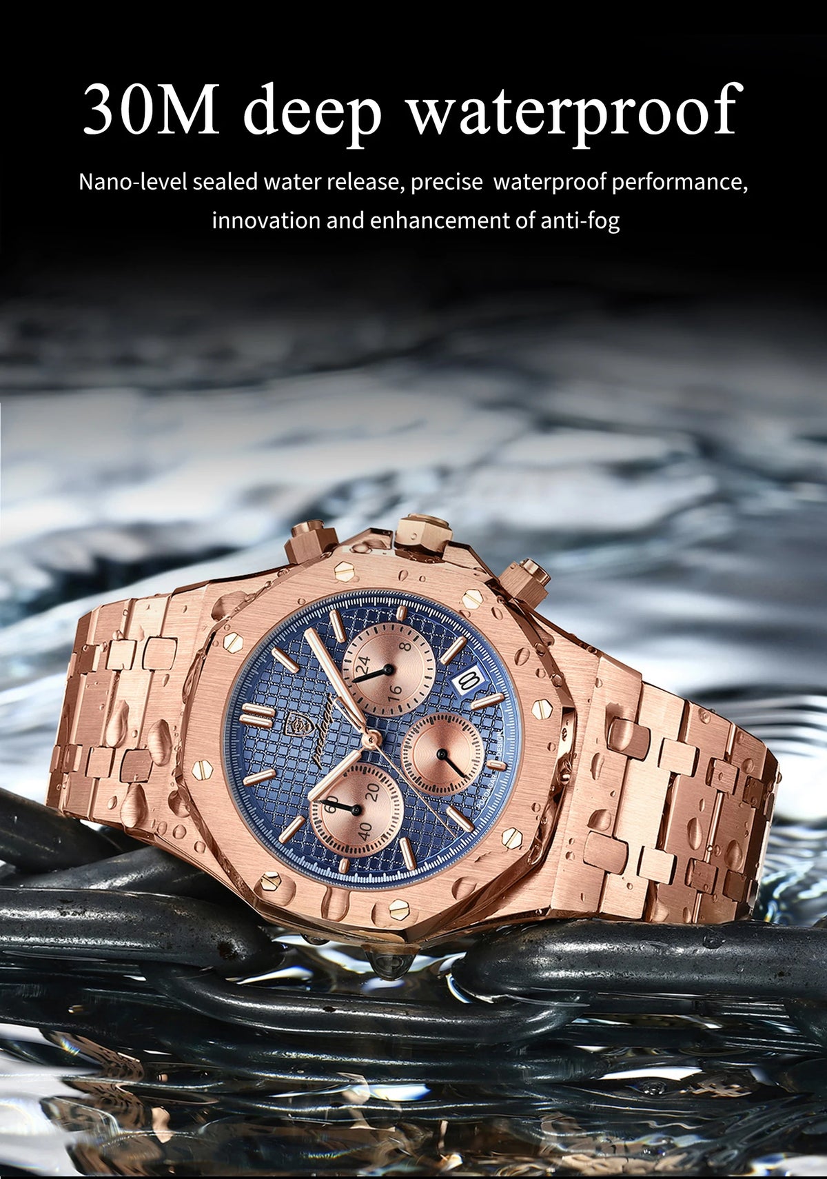POEDAGAR Luxury Men's Watches Stainless Steel Date Chronograph Watch Waterproof Luminous Military Quartz Watche